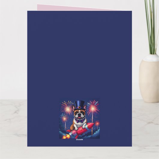 Französische Bulldogge Neujahr French Bulldog  カード (裏面)