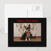 Französische Bulldogge Neujahr French Bulldog シーズンポストカード (正面/裏面)