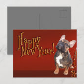  französische Bulldogge Neujahr French Bulldog ポストカード (正面/裏面)