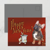  französische Bulldogge Neujahr French Bulldog ポストカード (正面/裏面)