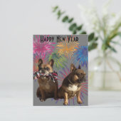 Französische Bulldogge Neujahr French Bulldog 招待状 (スタンド正面)