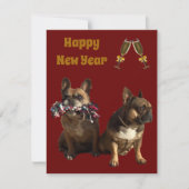 Französische Bulldogge Neujahr French Bulldog 招待状 (正面)