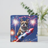 Französische Bulldogge Neujahr lustig Rakete (スタンド正面)