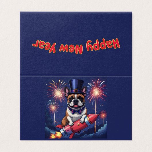 Französische Bulldogge Neujahr lustig  Rakete (外部フラット)