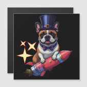 Französische Bulldogge Neujahr lustig  Rakete (正面/裏面)