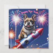 Französische Bulldogge Neujahr lustig Rakete (正面)