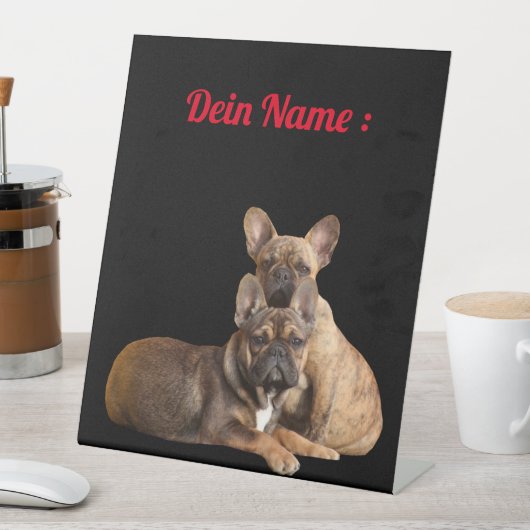 Französische Bulldogge Niedlich French Bulldog 台座サイン (インサイチュ)