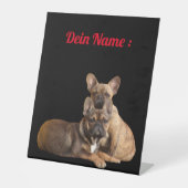 Französische Bulldogge Niedlich French Bulldog 台座サイン (正面)