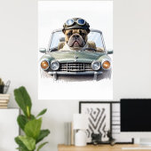 Französische Bulldogge Oldtimer Bulldog Vatertag  ポスター (ホームオフィス)