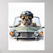 Französische Bulldogge Oldtimer Bulldog Vatertag  ポスター (正面)