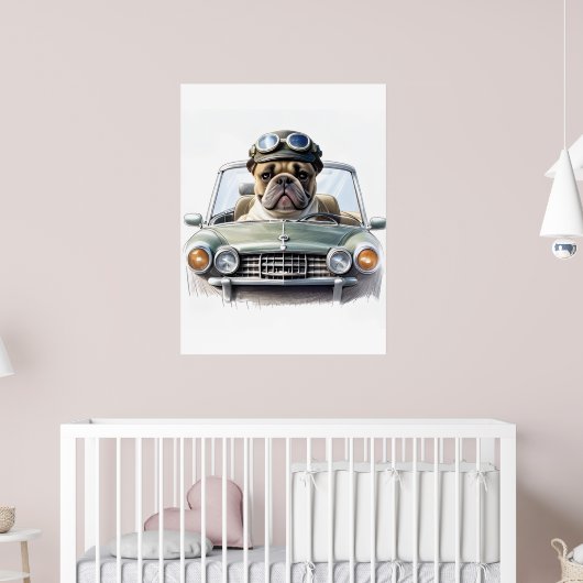 Französische Bulldogge Oldtimer Bulldog Vatertag  ポスター (子ども部屋2)