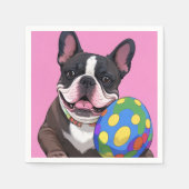 Französische Bulldogge Osterei French Bulldog スタンダードカクテルナプキン (正面)