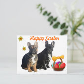 Französische Bulldogge Ostern French Bulldog シーズンポストカード (スタンド正面)