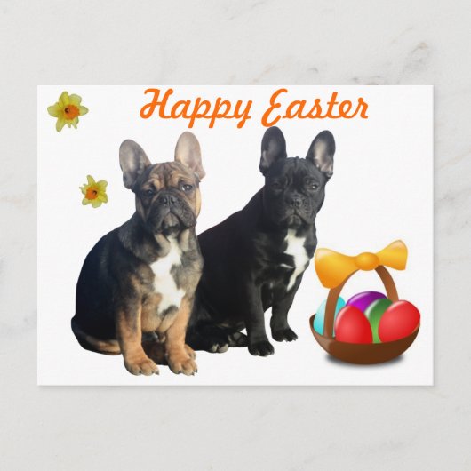 Französische Bulldogge Ostern French Bulldog シーズンポストカード (正面)