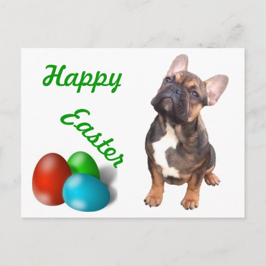 Französische Bulldogge Ostern French Bulldog シーズンポストカード (正面)