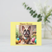 Französische Bulldogge Ostern French Bulldog シーズンポストカード (スタンド正面)