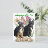 Französische Bulldogge  Ostern French Bulldog ポストカード (スタンド正面)