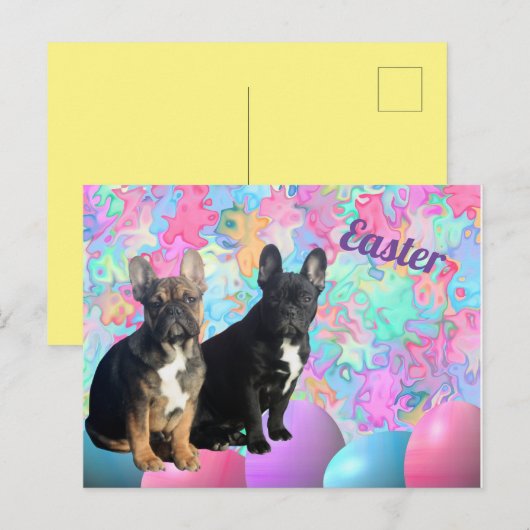 französische Bulldogge Ostern French Bulldog ポストカード (正面/裏面)