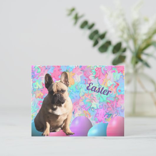 französische Bulldogge Ostern French Bulldog ポストカード (スタンド正面)