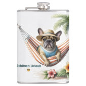 Französische Bulldogge Palme Strand French Bulldog フラスク (正面)