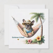 Französische Bulldogge Palme Strand French Bulldog 招待状 (正面)