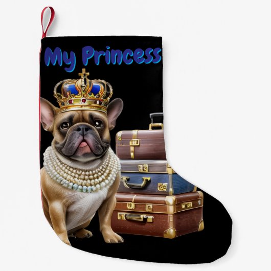 Französische Bulldogge Princess French Bulldog スモールクリスマスストッキング (正面)