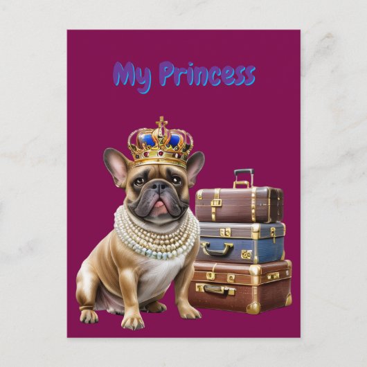 Französische Bulldogge Princess French Bulldog ポストカード (正面)