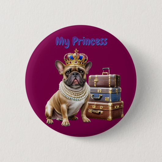 Französische Bulldogge Princess French Bulldog 缶バッジ (正面)