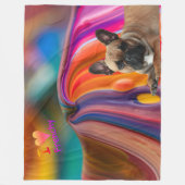 Französische Bulldogge Regenbogen French Bulldog フリースブランケット (正面)