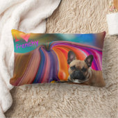 Französische Bulldogge Regenbogen French Bulldog ランバークッション (ブランケット)