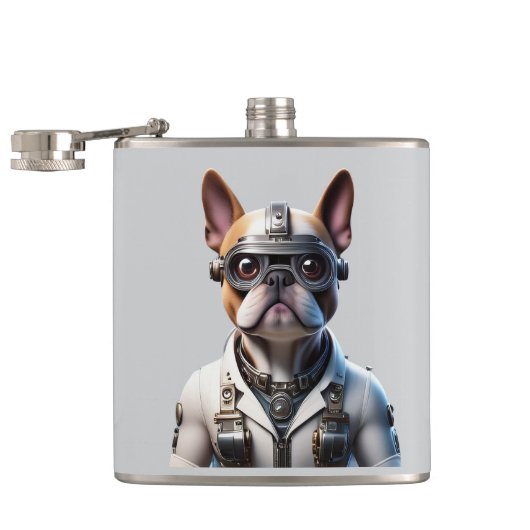 Französische Bulldogge Roboter Vatertag フラスク (オープン)
