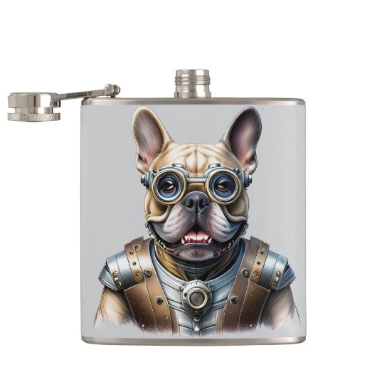 Französische Bulldogge Roboter Vatertag フラスク (オープン)