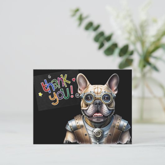 Französische Bulldogge Roboter Vatertag ポストカード (スタンド正面)