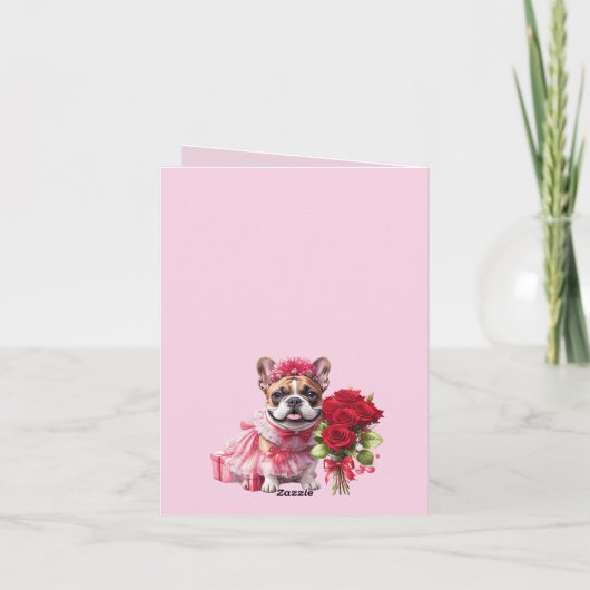 Französische Bulldogge Rosen French Bulldog 招待状 (裏面)