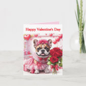 Französische Bulldogge Rosen French Bulldog 招待状 (正面)