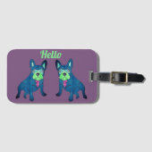 Französische Bulldogge sagt Hello French Bulldog ラゲッジタグ (正面横)