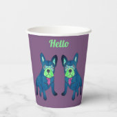 Französische Bulldogge sagt Hello French Bulldog 紙コップ (裏面)
