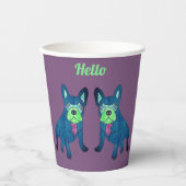 Französische Bulldogge sagt Hello French Bulldog 紙コップ (正面)
