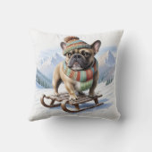 Französische Bulldogge Schlittenfahrt Bulldog クッション (裏面)