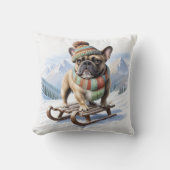 Französische Bulldogge Schlittenfahrt Bulldog クッション (正面)