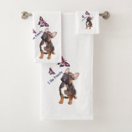 Französische Bulldogge Schmetterling  Bulldog バスタオルセット