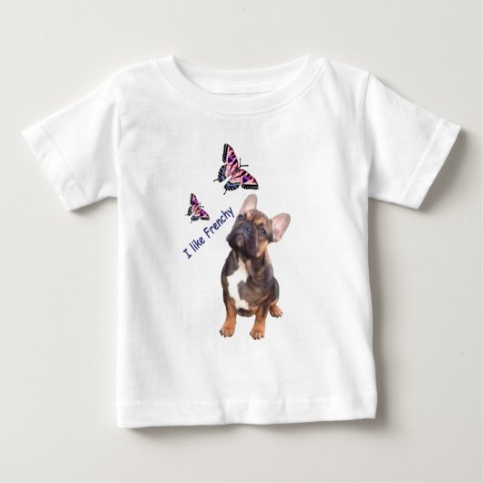 Französische Bulldogge Schmetterling Bulldog ベビーTシャツ (正面)