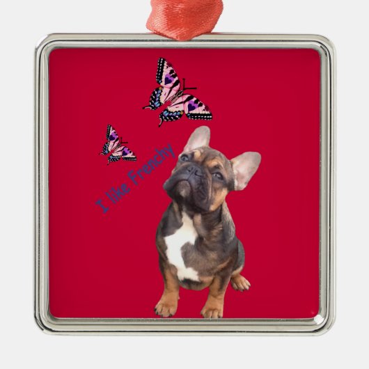 Französische Bulldogge Schmetterling Bulldog メタルオーナメント (正面)