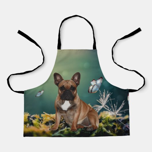 Französische Bulldogge Schmetterling French Bulldo エプロン (正面)