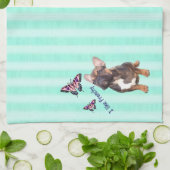 Französische Bulldogge Schmetterling French Bulldo キッチンタオル (折り畳み)