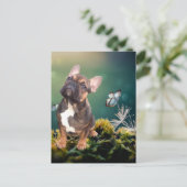 Französische Bulldogge Schmetterling French Bulldo ポストカード (スタンド正面)