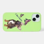 Französische Bulldogge Schmetterling iPhone 15ケース (裏面横)