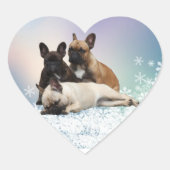 Französische Bulldogge Schnee French Bulldog ハートシール (正面)