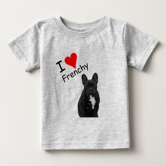 Französische Bulldogge schwarz French Bulldog ベビーTシャツ (正面)