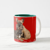 französische Bulldogge Tasse Weihnachten  ツートーンマグカップ (正面右)